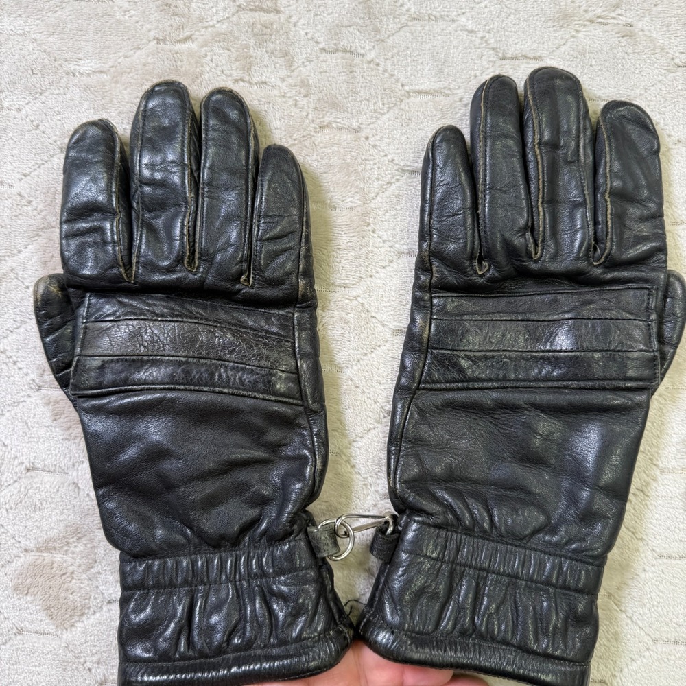 VTG Crest Brand Ladies Leather Moto Driving Style Gloves Sz Large Black USA Made